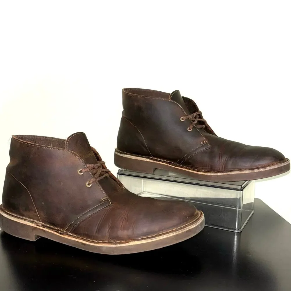 Clarks Brown Leather Chukka Ankle Boots Lace-Up Desert Men’s 13